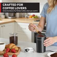 Lalayuan 1pc 110v Portable Household Stainless Steel Electric Dry Food Salt & Pepper Grinder With Over-Heat Protection & Lid-Pin Locking, 80g Large Capacity, 304 Stainless Steel Double Blades & Grinding Bowl For Fresh Coffee Grinding - US A Type Plug(110-127V) - View 3
