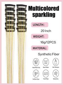 12pcs Glittery Metallic Hair Clips, Hair Extensions, Glitter Hairbands, Party Focus Exquisite Eye-Catching Gift, Beautiful Hair Accessories - Multicolor - View 5