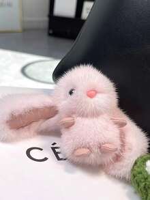 1pc Rabbit Plush Doll Toy Faux Fur Cute Bunny Imitation Mink Keychain Bag Decoration Pendant Accessories Birthday Gifts - Multicolor - View 15