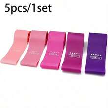 5pcs Resistance Bands Set, Fitness Elastic Loops, Yoga Starter Kit, Glute & Leg Stretch Bands, Pilates Resistance Bands - Pink - View 8