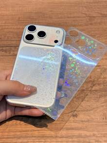 1pc Full Coverage Transparent Anti-Scratch Full Back Protective Film, Laser Rainbow Glitter Starry Sky Phone Back Shell Protector, Phone Accessories, Compatible With IPhone 17 Pro Max 17 Pro - Clear - View 3