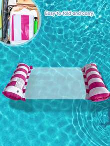 Mesh Inflatable Pool Hammock - Striped Adult Lounge Chair, Suitable For Vacation, Party And Relaxation, Available In Pink, Yellow, White, Green, Blue And Other Colors, Outdoor Hammock, Beach And Pool Essential, Perfect For Photography - A - View 10