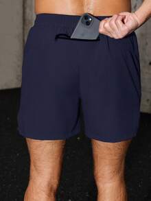 Men's Packable Elastic Quick-Dry Multi-Pocket Outdoor Sports Shorts - Navy Blue - View 6