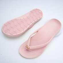 Unisex Flip Flops With Arch Support, Solid Color Beach/Home Slippers, Suitable For Spring, Summer, Autumn - Pink Pearl Butterfly Shoe Flower - View 3