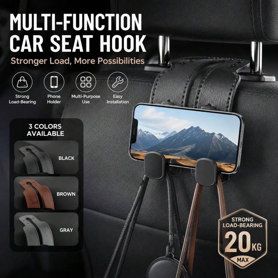 Gancho multifunción oculto universal para respaldo de asiento de coche, organizador creativo de almacenamiento para asiento trasero - Multicolor - Ver 1