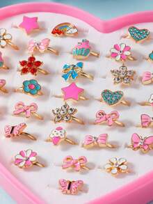36pcs/set Girls Bow Decor Ring - Multicolor - View 3