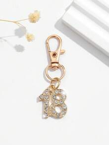 1pc Fashionable European And American Creative Versatile Cute Mini Lucky Number 1-25 Keychain Bag Charm, Suitable For Women's Car Key Bag Decoration And Gift - Gold - View 16