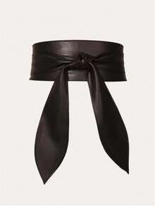 1 Peça Elegante Cinto Feminino Macio e Largo com Detalhe de Laço e Cauda Longa, Adequado para Halloween, Verão e Escola - Preto - Visão 6