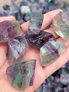 1pc Natural Rainbow Fluorite Raw Stone, Crystal Healing Stone For Reiki Meditation, Home Decor, Chakra Balancing - Multicolor - View 3