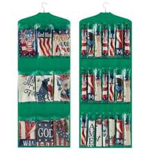 Garden Flag Storage Organizer Double Sided Hanging Over Door Storage With 30 Pockets American Flag And Banners Gift Wrap Organizer For Closet Door Porch - Green - View 2