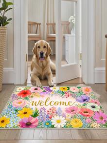 1pc Outdoor Non-Slip Patterned Floor Mat, Indoor Carpet, Bathroom Mat, Kitchen Mat, Decorative Rug, Multi-Functional Hallway Mat, Soft And Comfortable, Easy To Clean, Suitable For Indoor And Outdoor Entryways, Bedroom, Home Decor - Multicolor - View 7