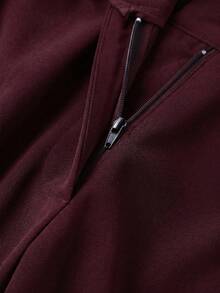 Elegant Commuter Minimalist Daily Office Pants - Burgundy - View 9