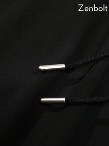 Zenbolt 男士休閒長褲，彈性腰頭附可調抽繩，側面對比條紋設計與前斜口袋，寬鬆直筒版型 - 黑色 - 查看 7