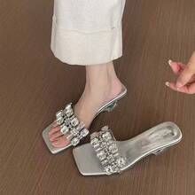 Sandales élégantes transparentes en cristal pour femmes, modèle été 2026, chaussures à talons hauts tendance et haut de gamme. - Argent - Voir 1
