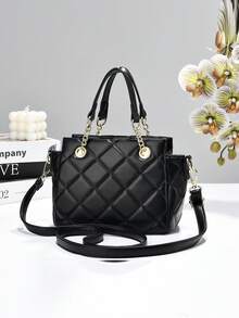 Sac fourre-tout bandoulière matelassé élégant pour femmes, décoration pendentif cerise, sac à épaule et sac à main en cuir PU avec chaîne dorée, convient pour les déplacements et les sorties décontractées - Multicolore - Voir 2