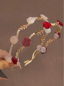 2pcs Pearl Decorated Headbands, French Vintage And Summer High-End Style, Unique Design - Multicolor - View 5