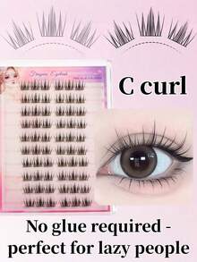 Cílios Postiços Segmentados Sem Cola com Borla em Chama, Estilo Japonês & Coreano, 60 Aglomerados de Grande Capacidade, Curvatura C, Comprimento Fixo de 10mm, Aplicação Instantânea Sem Cola. Adequado para Iniciantes, Maquiagem DIY Rápida, Economiza Efetivamente o Tempo de Maquiagem, Qualidade de Cabelo Macio, Reutilizável, Versátil para Saídas Diárias e Festas de Feriado, Aparência Excepcional, Presente de Feriado Perfeito para Melhores Amigas e Namoradas. - C - Visão 9