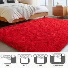WISH TREE 8x10 Area Rugs For Living Room, Fluffy Shaggy Rug Soft Carpets, Big Rugs For Bedroom Home Decor Aesthetic Red - Red - View 6