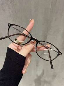 1 Pair Women's Minimalist Decorative Glasses, High-Definition Transparent Lenses, Y2K Retro Style, Suitable For Daily Wear, Reading And Commuting Office - Clear - View 8