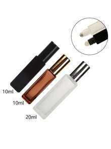 3 Peças/Conjunto Frasco Quadrado Fosco 3ml|5ml|10ml|15ml|20ml Âmbar/Preto Recarregável Perfume Óleo Essencial Loção Dispensador de Bola Rolante de Aço Inoxidável Frasco Portátil Simples Fragrância Óleo Medicinal Rolante de Massagem Frasco Vazio Vidro Transparente Espesso Proteção contra Luz Tampa de Alumínio - Multicolorido - Visão 20