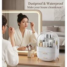 1pc Dust-Proof Acrylic Cosmetic Storage Box, High-End Transparent Makeup Organizer With Drawer And Lid, Large Capacity, With Handle, Multi-Functional Skincare Display Rack, Suitable For Bedroom, Bathroom, Vanity, Perfect Gift For Women - Multiple Specifications - View 2