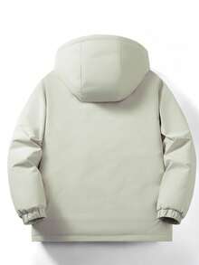 Men's Winter Hooded Jacket, Thickened Plus Size Padded Coat, Cold-Proof Outerwear, Suitable For Daily Casual, Commuting And Outdoor - Khaki - View 3