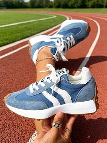 Women's Casual Sneakers, Flat, Lightweight, Comfortable For Fitness, Walking, Skateboarding - Blue - View 5
