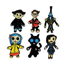 6pcs Button Eye Plush Enamel Pins, Customized Brooch Lapel Pin, Cartoon Gothic Character Jewelry, Gift For Friends - Multicolor - View 5