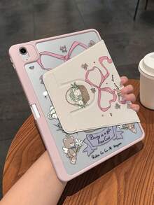 1件裝:復古花籃與兔子印花壓克力旋轉支架保護殼,相容於 iPad 11 A16/10/9/8、Air 11 2026 (M4)、Pro 11 2025。全方位防震護角、支援自動喚醒/睡眠、中性設計、適用於辦公/學習/禮品、多角度支撐、非磁性 - 杏色 - 查看 5
