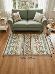 1 pieza Alfombra geométrica bohemia para sala de estar, adecuada para cocina, comedor, dormitorio, decoración de vacaciones, interior/exterior, oficina, vestíbulo, felpudo antideslizante, alfombra de baño, pasillo, área de estudio y juegos - Multicolor - Ver 21