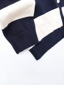 Cardigan Rajut Anak Perempuan dengan Kancing, Jaket Sweater Hangat Kasual - Navy Blue - View 6