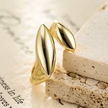 1pc Minimalist Double Eye-Shaped Glossy Open Ring, Suitable For Women's Daily Wear - Silver - View 3