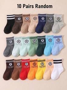 10 Pairs Random Style Baby Socks, Sports Striped Football Pattern, World Cup Theme, Baby Supplies, Baby Accessories, Boys Socks - Multicolor - View 3