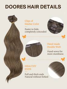 DOORES 7PCS Clip In Hair Extensions 100% Real Human Hair Light Ash Brown 14-24 Inch 115g, Remy Extensions For Clip In Human Hair With Invisible Straight - S5 - View 4