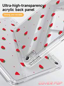 紅色波點與草莓圖案平板保護殼，相容於 IPad 10 2022 (10.9 吋) / 11(A16) 2025 (11 吋), 9.7/10.2/10.5/10.9/12.9/Pro 11/ 11(A16) 2025 (11 吋), Kindle Paperwhite 第12代 2024, Kindle (第11代 - 2024年發布), 柔軟防震, 智慧休眠/喚醒功能, Y型折疊平板保護殼, 多角度觀看 - 彩色 - 查看 5