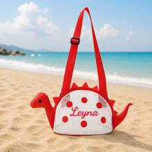 Personalized Dinosaur Mesh Shoulder Bag, Beach Shell Collecting Storage Bag, Lightweight Crossbody Bag For Seashells, Keys, Small Items - Multicolor - View 15