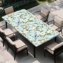 1 pieza Mantel elástico para exteriores con estampado floral diminuto - Rectangular, tejido adecuado para cocina, comedor, decoración de fiestas, mesa de comedor, decoración del hogar y exteriores - A - Ver 14