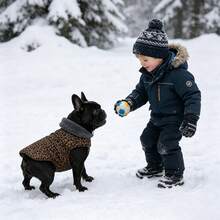Metglad 中大型犬冬季外套，带羊毛衬里的保暖背心 - 宠物服装，寒冷天气狗狗雪地夹克，防风冬季大衣 - 棕色 - 查看 5