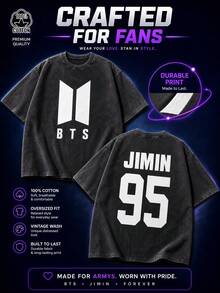 100% Cotton Men's And Women's Universal Style Vintage Washed T-Shirt  Retro World Tour 2026 Concert K-Pop Bangtan Fan Gift - 黑色 - 查看 8