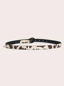 1pc Women's Belt, Cowboy/Cowgirl Western Style BOHO Belt, Y2K Sexy Retro Streetwear Punk Cow Print Vintage Gold Multi-Ring Buckle Belt, Suitable For Pants, Parties, Music Festivals, Holiday Gifts - Bronze Three-ring Ring - View 5