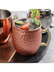 530ml Moscow Mule Mugs Set, Copper Cups Bulk Stainless Steel Moscow Mule Cups With Hammered Surface, Rust-Resistant, Iced Coffee Cups Suitable For Cocktails, Wedding Gifts, Drinkware - Multicolor - View 12