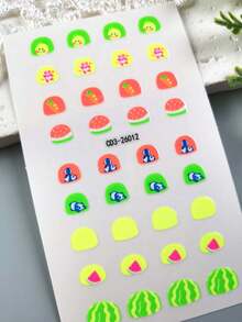 1 buah Stiker Kuku Fluorescent Bertema Buah, Dengan Desain Buah Berwarna-warni, Mudah Menciptakan Seni Kuku Gaya Musim Panas yang Eksklusif dan Enerjik untuk Anak-anak, Cocok untuk Pesta Ulang Tahun, Dekorasi Sehari-hari, dan Lainnya - MultiWarna - View 8