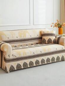 1pc Full Coverage Sofa Cover, Modern Style Polyester Fabric, Machine Washable, All Season Use - Beige - View 6