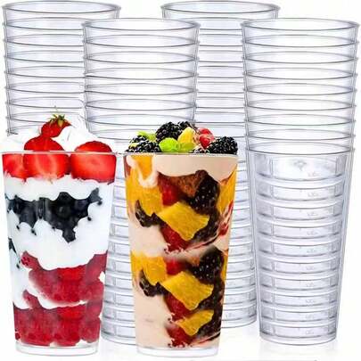 2/10/20/30/50/60/100PCS 100ml Transparent Cups, Pudding, Jelly, Ice Cream, Dessert, Transparent Cups, Ice Cream, Transparent Pudding Cups, Party, Halloween, Christmas, Wedding, Catering, Food Containers, Mini Desserts, Appetizer Cups, Restaurant Mini Appetizer Cups, Suitable For Parties, Weddings, Catering, Ice Cream, Pudding And Food Containers, Kitchen Supplies