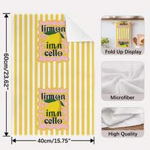 2 PIEZAS Toallas de cocina rectangulares de microfibra de 40*60cm con estampado de patrón de limones a rayas verdes frescas, estilo moderno pastoral de granja, paños de cocina, manteles, toallas de mano, decoración de cocina, decoración del hogar, regalo de inauguración de casa para vecinos, perfecto para uso en cocina y baño, ideal para amas de casa y regalos de reuniones familiares, alta relación costo-beneficio, esencial para el hogar - Dorado - Ver 4
