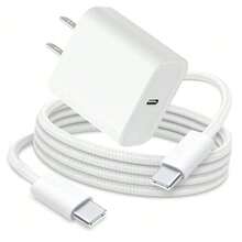Set Pengisi Daya Cepat USB-C PD 20W, Kabel Data Type-C ke C Nilon Kepang 1/2/3 Meter, Colokan Pengisi Daya Dinding Portabel Ringkas, Kompatibel dengan iPhone 17 16 15, Kompatibel dengan S26-S20 - Steker Tipe AS A (110-127V) - View 11