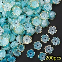 200顆透明花朵巴洛克珠飾搭配復古金邊隔珠，適用珠寶DIY手鍊、手機鍊、手工配件製作 - 金邊小花朵 - 查看 20