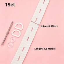 1 Set Adjustable Elastic Waistband Kit, High Stretch Eyelet Elastic Tape With D-Ring Buckles, DIY Maternity Pants Waist Extender Sewing Accessories - Multicolor - View 9