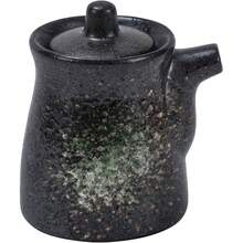 - Botella de condimento con tapa de cermica japonesa para vinagre y salsa de soja, dispensador de aderezo con vertedor, tarro de condimentos lquidos de cermica retro para cocina - negro-verde - Ver 1