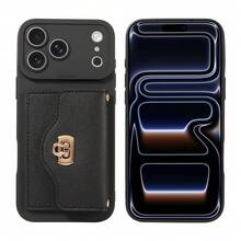 eaacaa Apple Card Holder Phone Case, A Perfect Fit Phone Case With Protective Function, Crossbody Wallet Phone Case Design, Paired With Pearl Chain, Suitable For Various Occasions, Durable And Sturdy, Perfect As A Loving Gift For Parents And Partners - Black - View 3
